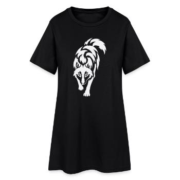 Wolf's silhouette in contrast - Women’s T-Shirt Dress - black - Front