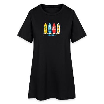 Art vectoriel de plage Tropical Surfboard - Robe T-shirt Femme - noir - Devant