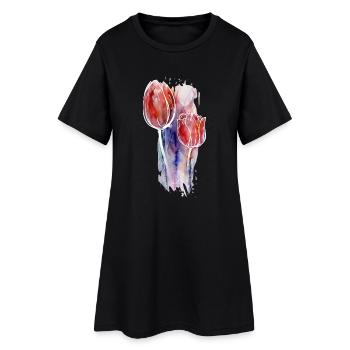 art de tulipes - Robe T-shirt Femme - noir - Devant