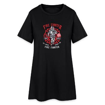 pompier - Robe T-shirt Femme - noir - Devant