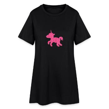 Glitzerndes niedliches Einhorn - Frauen T-Shirt-Kleid - Schwarz - Vorne