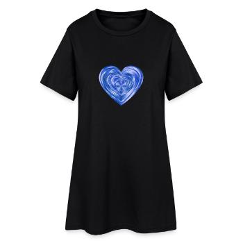 Glittering heart blue - Women’s T-Shirt Dress - black - Front