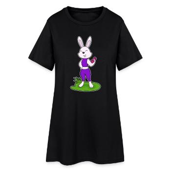 Hase Bodybuilder Hantel Bodybuilding - Frauen T-Shirt-Kleid - Schwarz - Vorne