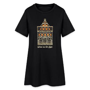 Rathaus, Werne an der Lippe, Münsterland - Frauen T-Shirt-Kleid - Schwarz - Vorne