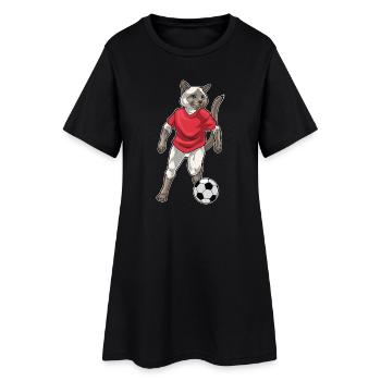 Siamese Cat Soccer Player Soccer - Women’s T-Shirt Dress - black - Front