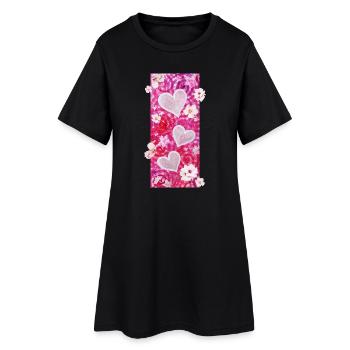 Almond Blossom Hearts - Sonja Ariel von Staden - Women’s T-Shirt Dress - black - Front