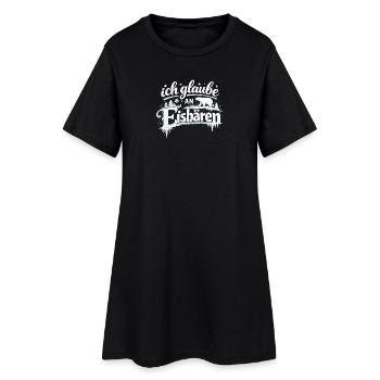 Ich glaube an Eisbären, späthi, Sarah - Frauen T-Shirt-Kleid - Schwarz - Vorne