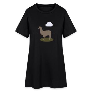 Lama - Frauen T-Shirt-Kleid - Schwarz - Vorne