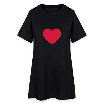 HEART - Frauen T-Shirt-Kleid - Schwarz - Vorne