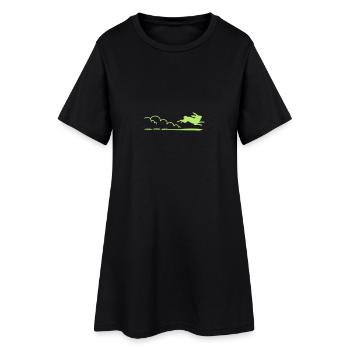 flottes Häschen / running rabbit (1c) - Frauen T-Shirt-Kleid - Schwarz - Vorne