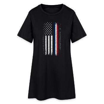 Drapeau en difficulté : Ligne bleue-rouge - Robe T-shirt Femme - noir - Devant