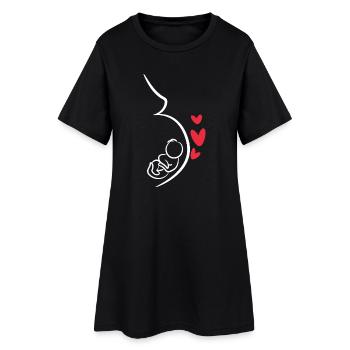 Baby Bump Maman Bébé Enceinte Coeur Grossesse - Robe T-shirt Femme - noir - Devant