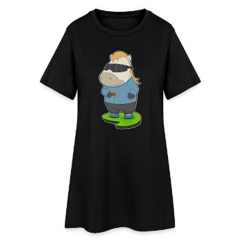 Beignet de cheval - Robe T-shirt Femme - noir - Devant
