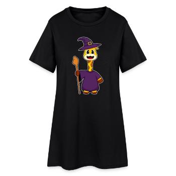 Girafe Halloween Sorcière - Robe T-shirt Femme - noir - Devant