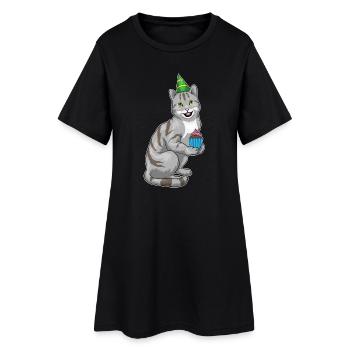 Cupcake d’anniversaire de chat - Robe T-shirt Femme - noir - Devant