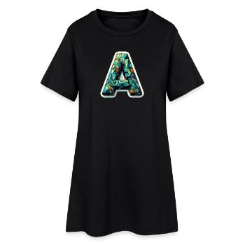 Buchstabe A Polygon bunt - Frauen T-Shirt-Kleid - Schwarz - Vorne