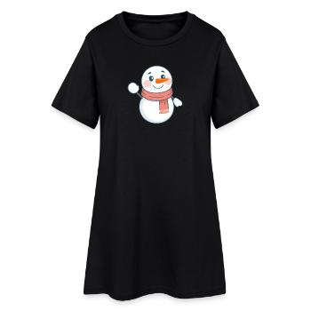 Bonhomme de neige douillet avec écharpe corail - Conception de Noël - Robe T-shirt Femme - noir - Devant
