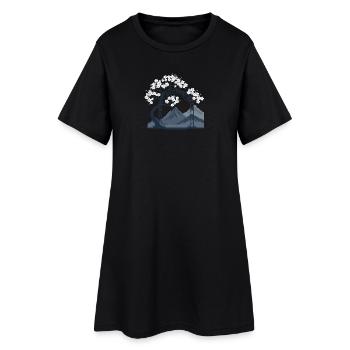 Sakura Bogen über Bergkette - Frauen T-Shirt-Kleid - Schwarz - Vorne