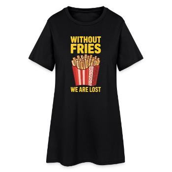 Frites, restauration rapide, frites, restauration rapide, cadeaux - Robe T-shirt Femme - noir - Devant