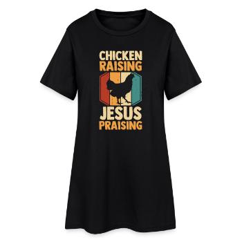 Farmer Jesus Rooster Flock Poultry Chicken - Frauen T-Shirt-Kleid - Schwarz - Vorne
