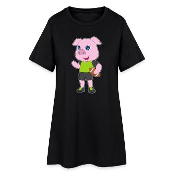 Schwein American Football - Frauen T-Shirt-Kleid - Schwarz - Vorne
