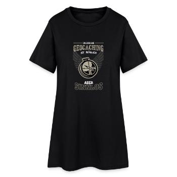 Geocaching Leben sinnlos - Geschenk - Frauen T-Shirt-Kleid - Schwarz - Vorne