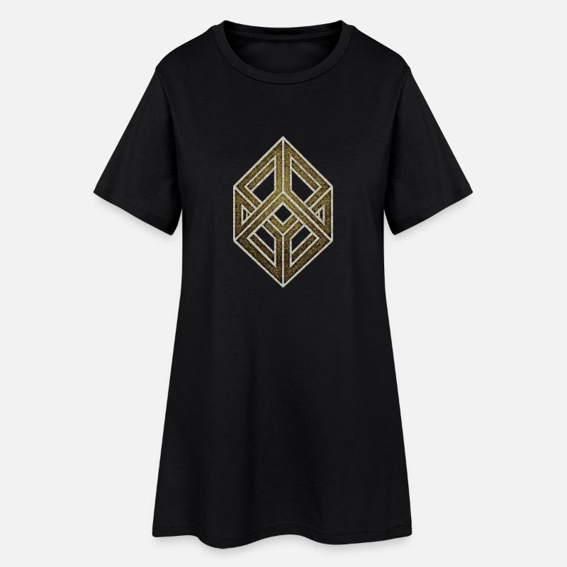Optical illusion, cube, geometry, mathematics - Women’s T-Shirt Dress - black