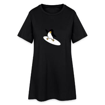 Pingouin surfeur / Surfer Penguin (3c) - Robe T-shirt Femme - noir - Devant