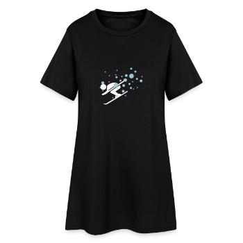 Winter - Skifahrer - Frauen T-Shirt-Kleid - Schwarz - Vorne