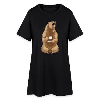 Bär Tasse Kaffee - Frauen T-Shirt-Kleid - Schwarz - Vorne