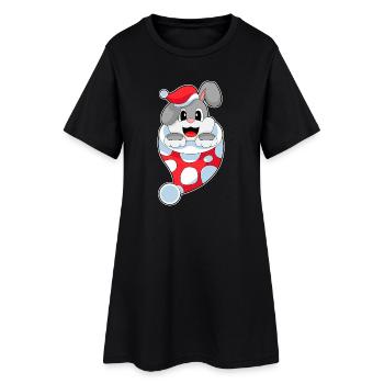 Chaussette de Noël Lapin - Robe T-shirt Femme - noir - Devant