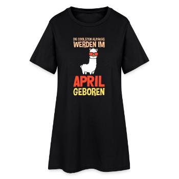 April Birthday Alpaca Saying Funny - Women’s T-Shirt Dress - black - Front