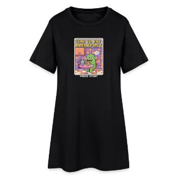 Time To Eat Breakfast Monster Retro Pixel Gaming - Women’s T-Shirt Dress - black - Front