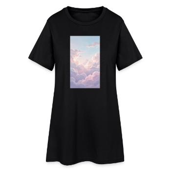 Nuages de fond Rose - Robe T-shirt Femme - noir - Devant