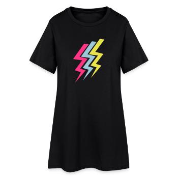 Drei Blitze - Three Thunderbolts - Frauen T-Shirt-Kleid - Schwarz - Vorne
