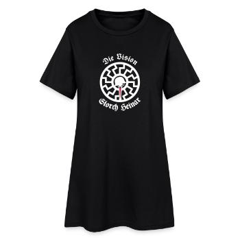 Überzieher "Weiße Sonne" - Frauen T-Shirt-Kleid - Schwarz - Vorne