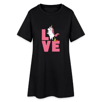 Love unicorn - Women’s T-Shirt Dress - black - Front