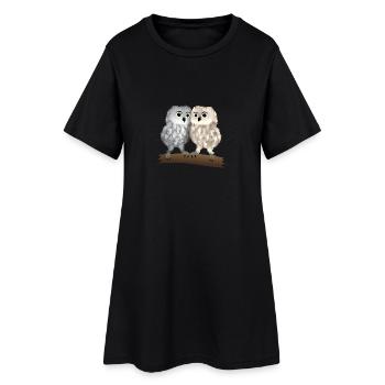 Eulen hell - Frauen T-Shirt-Kleid - Schwarz - Vorne