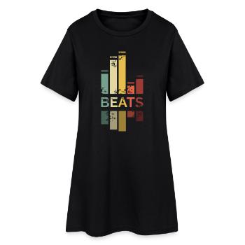 Vintage musique DJ beats couleurs rétro illustration - Robe T-shirt Femme - noir - Devant
