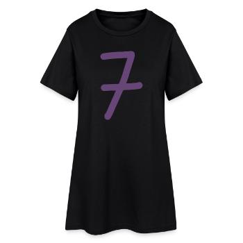 7 Nummer sieben Zahl violett Geburtstag - Frauen T-Shirt-Kleid - Schwarz - Vorne