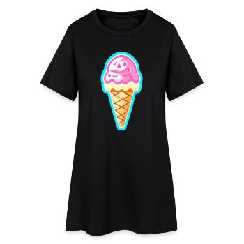 Eis - Frauen T-Shirt-Kleid - Schwarz - Vorne