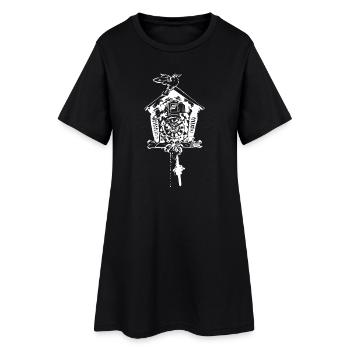 Kuckucksuhr white - Frauen T-Shirt-Kleid - Schwarz - Vorne