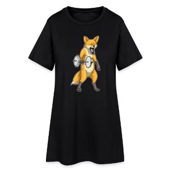 Bodybuilder Fox Bodybuilding avec haltères - Robe T-shirt Femme - noir - Devant