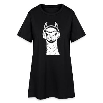 Lama cool avec casque - Robe T-shirt Femme - noir - Devant