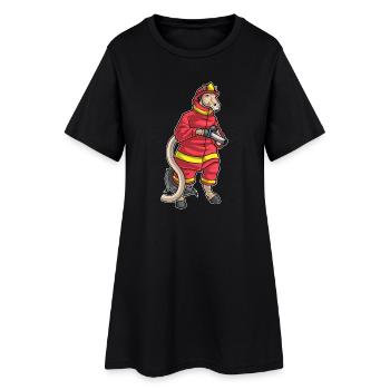 Pferd Feuerwehrmann Feuerwehrschlauch Feuerwehr - Frauen T-Shirt-Kleid - Schwarz - Vorne