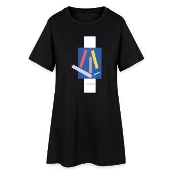 Impression artistique abstraite avec des blocs de couleurs - Robe T-shirt Femme - noir - Devant