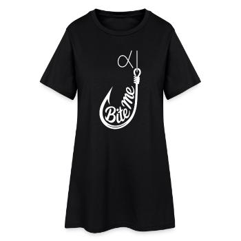 Bite Me Hook Grafik-Tee - Frauen T-Shirt-Kleid - Schwarz - Vorne