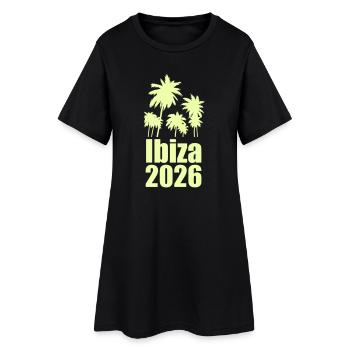 Ibiza 2026 Palmenparadies - Frauen T-Shirt-Kleid - Schwarz - Vorne