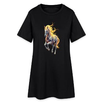 Étoile à la crinière dorée - Robe T-shirt Femme - noir - Devant