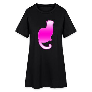 Katze - Frauen T-Shirt-Kleid - Schwarz - Vorne